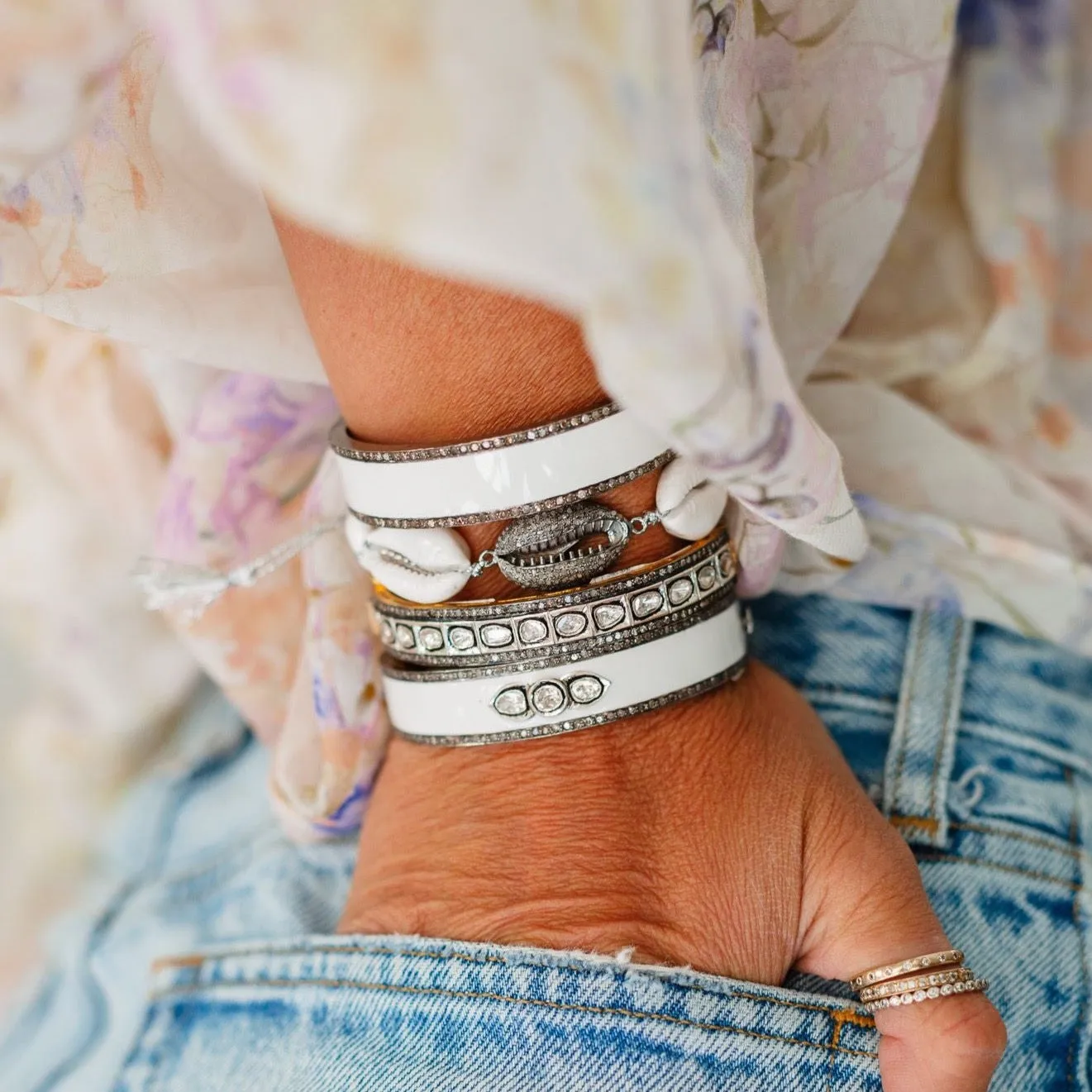 Plain White Enamel Bracelets