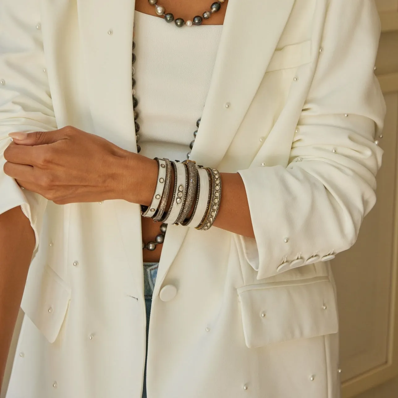 Plain White Enamel Bracelets