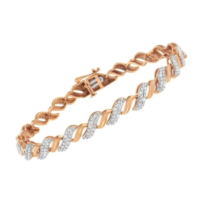 Rose Gold Plated Sterling Silver cttw Round-Cut