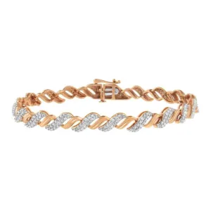 Rose Gold Plated Sterling Silver cttw Round-Cut