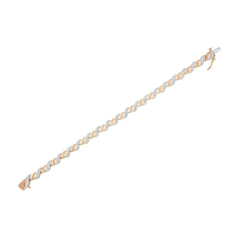 Rose Gold Plated Sterling Silver cttw Round-Cut