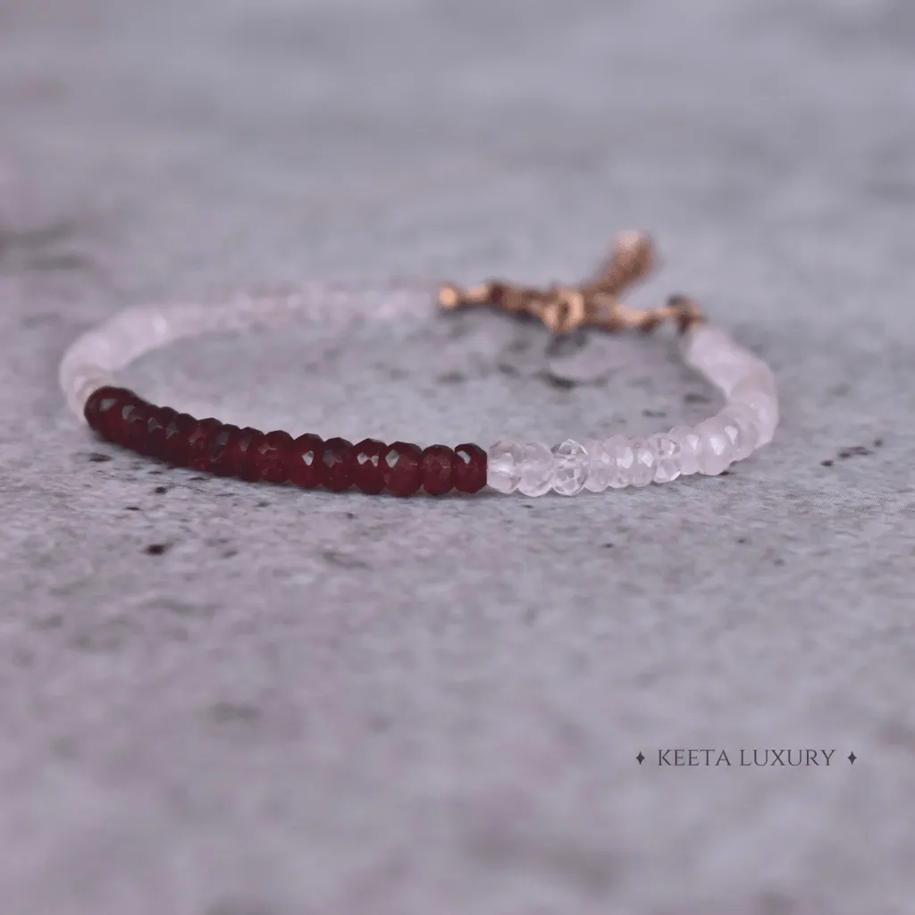 Rose Red Cocktail - Rose quartz & Garnet Bracelets