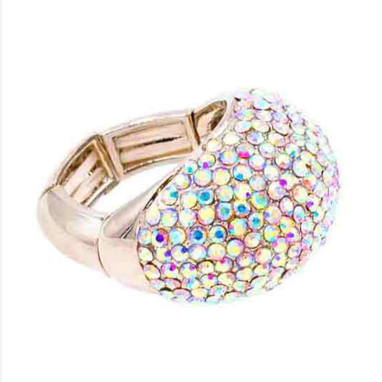 SCARLETT -  ab gold pave rhinestone stretch ring