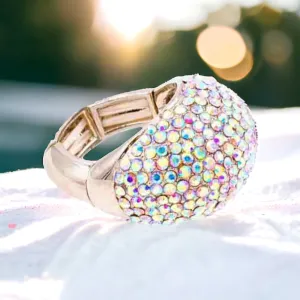 SCARLETT -  ab gold pave rhinestone stretch ring