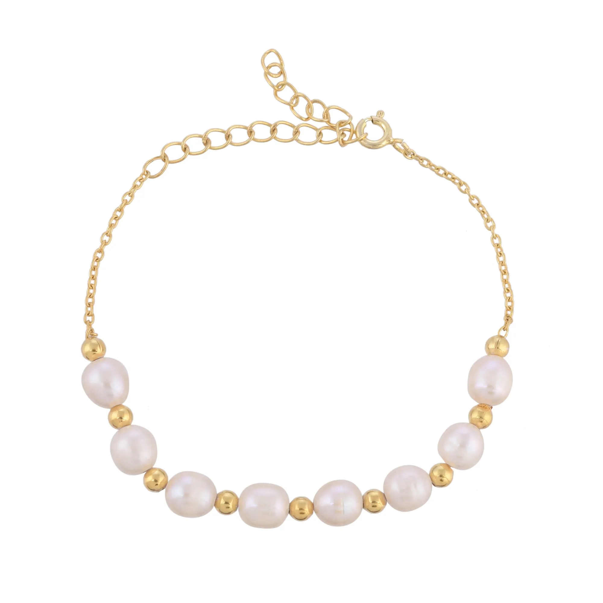 Silver Balls White Pearl Elegant Bracelet - From Purl