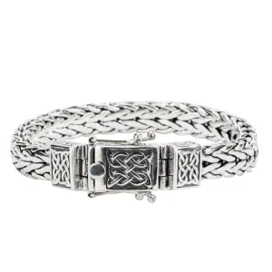 Silver Celtic Square Heavy Dragon Weave Bracelet