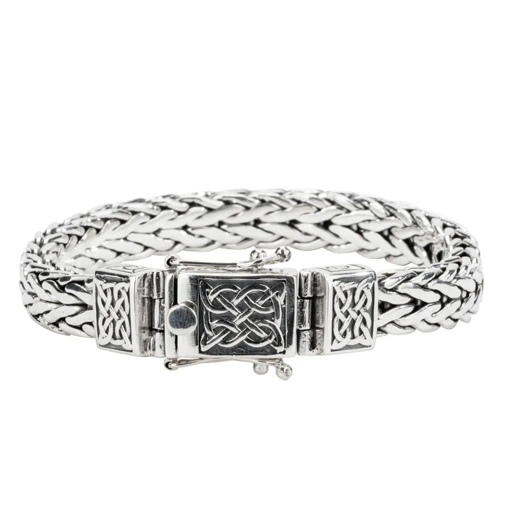 Silver Celtic Square Heavy Dragon Weave Bracelet