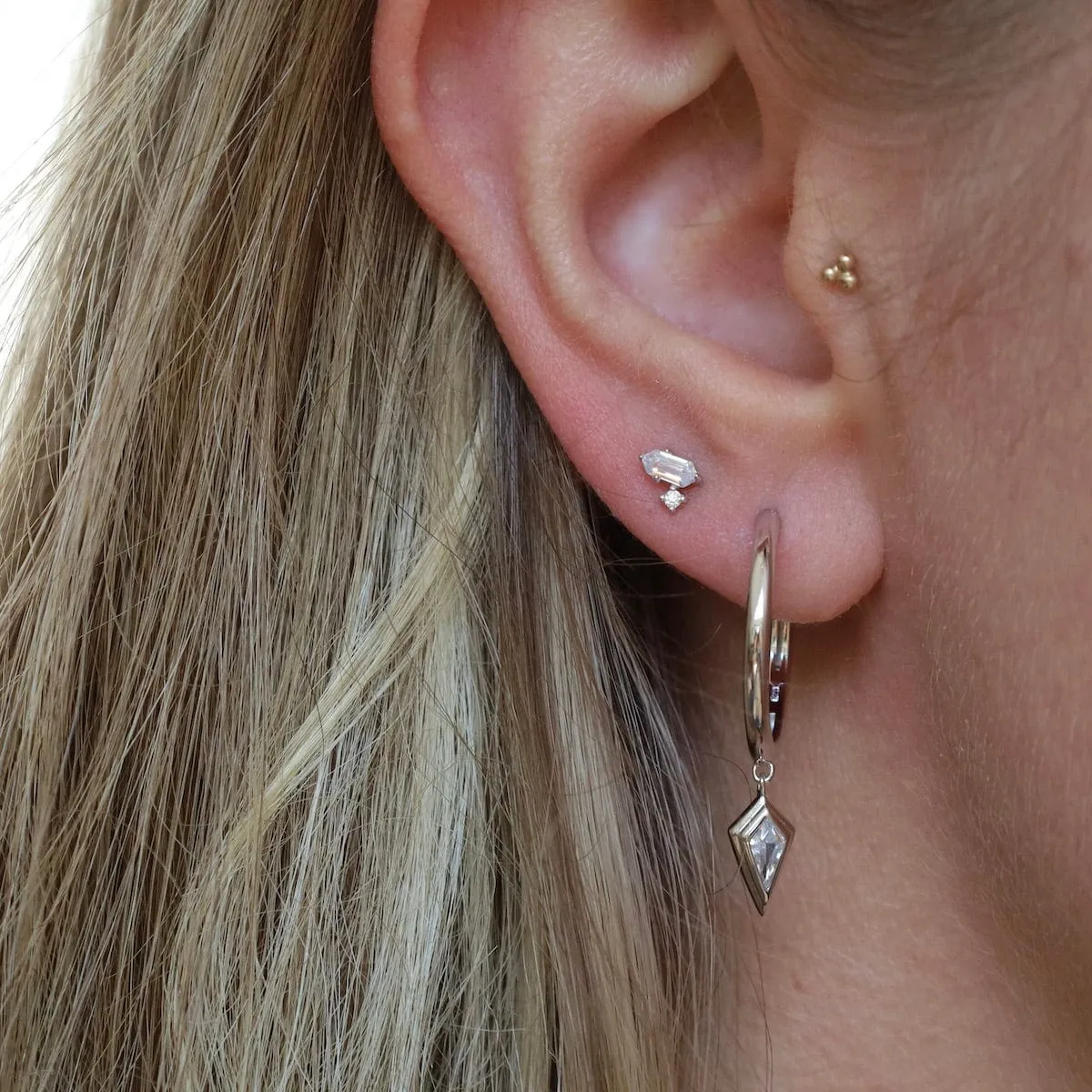 Silver Sparkle Emblem Stud Earrings