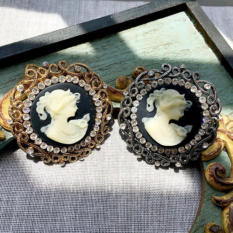 SISSLIA Fashion Style Portrait Brooch For Antique Jewelry Queen Head Vintage Cameo Elegant Brooch Pin