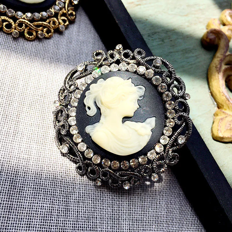 SISSLIA Fashion Style Portrait Brooch For Antique Jewelry Queen Head Vintage Cameo Elegant Brooch Pin