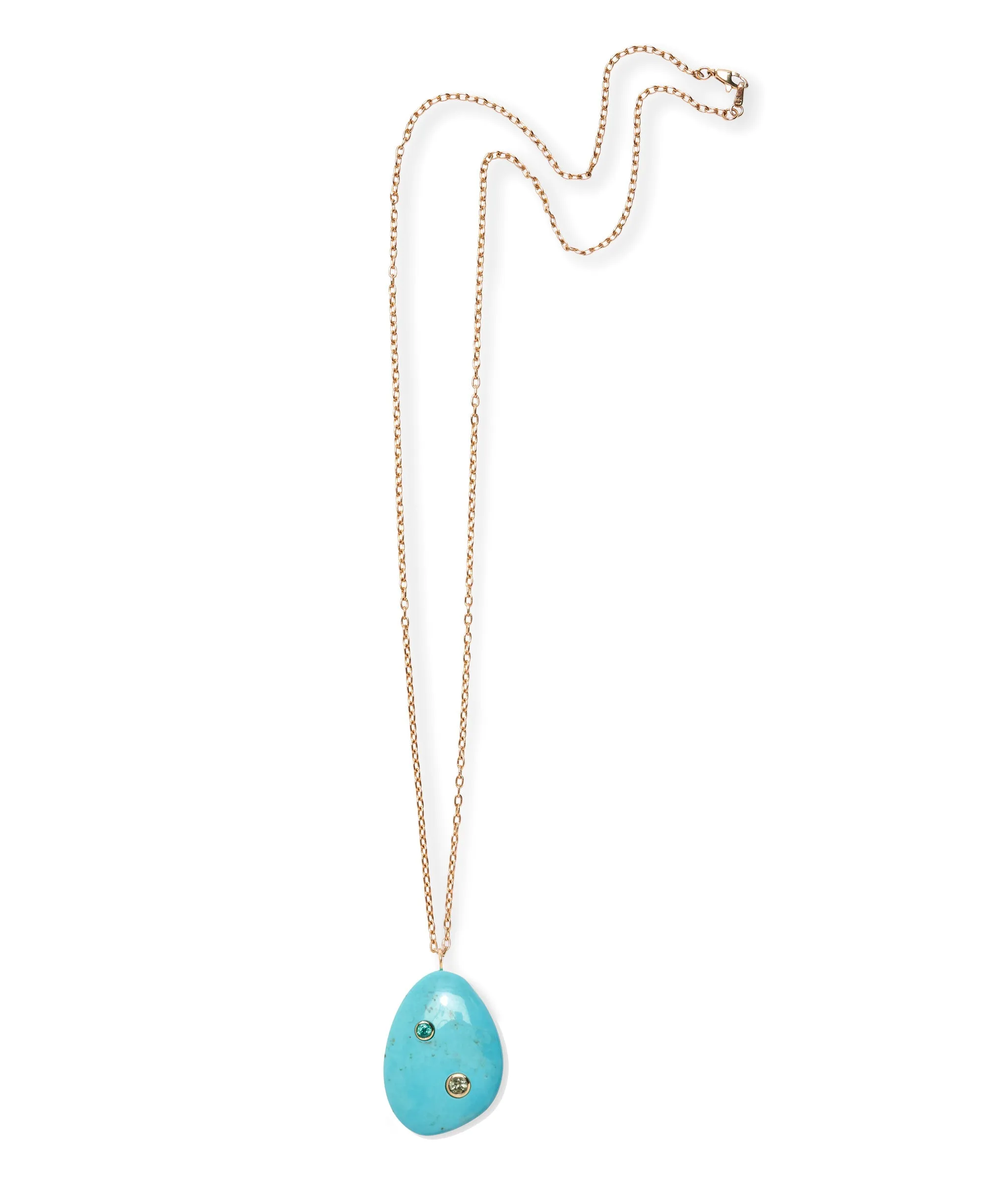 Sleeping Beauty Turquoise & 14K Gold Pendant Necklace