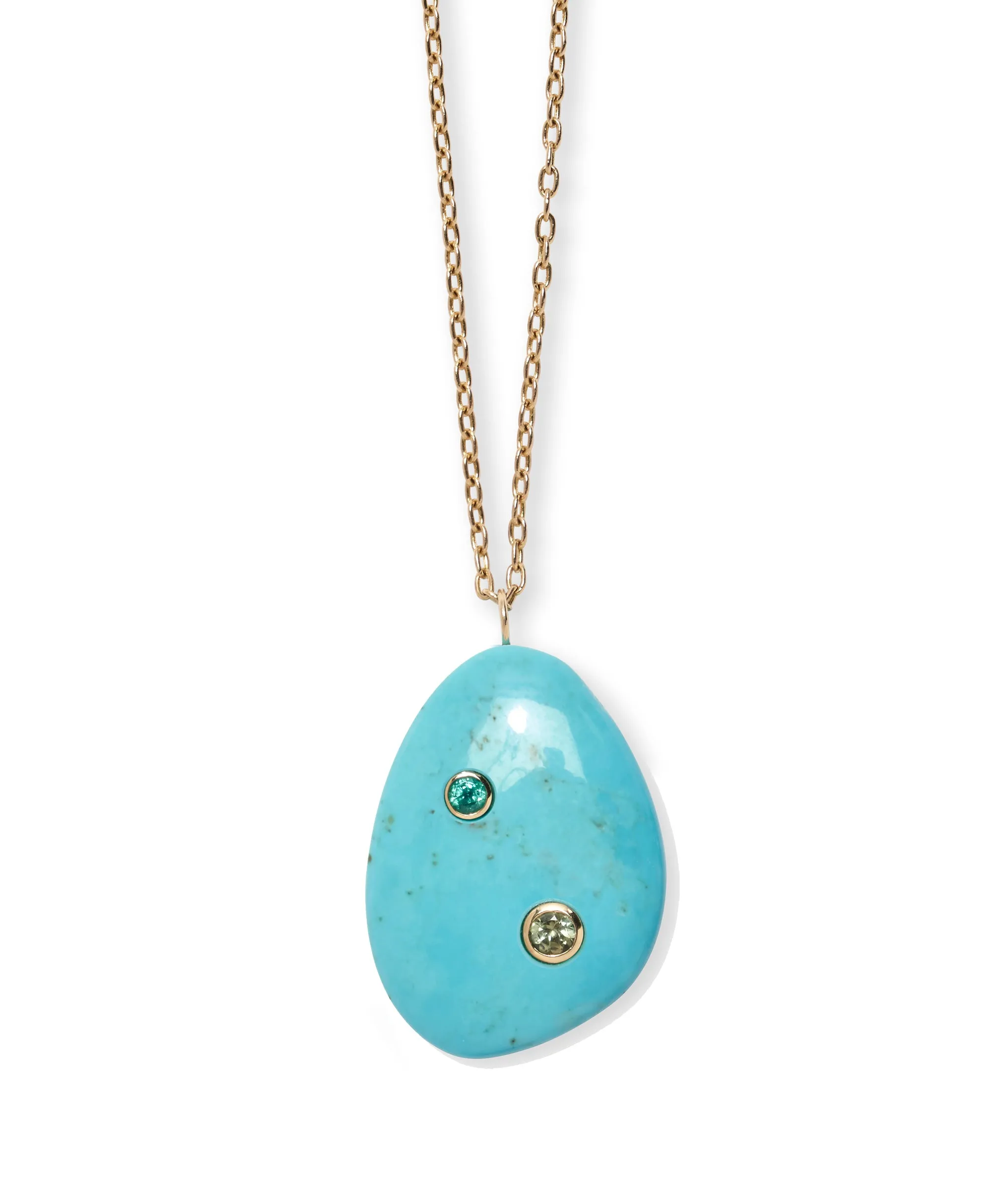 Sleeping Beauty Turquoise & 14K Gold Pendant Necklace