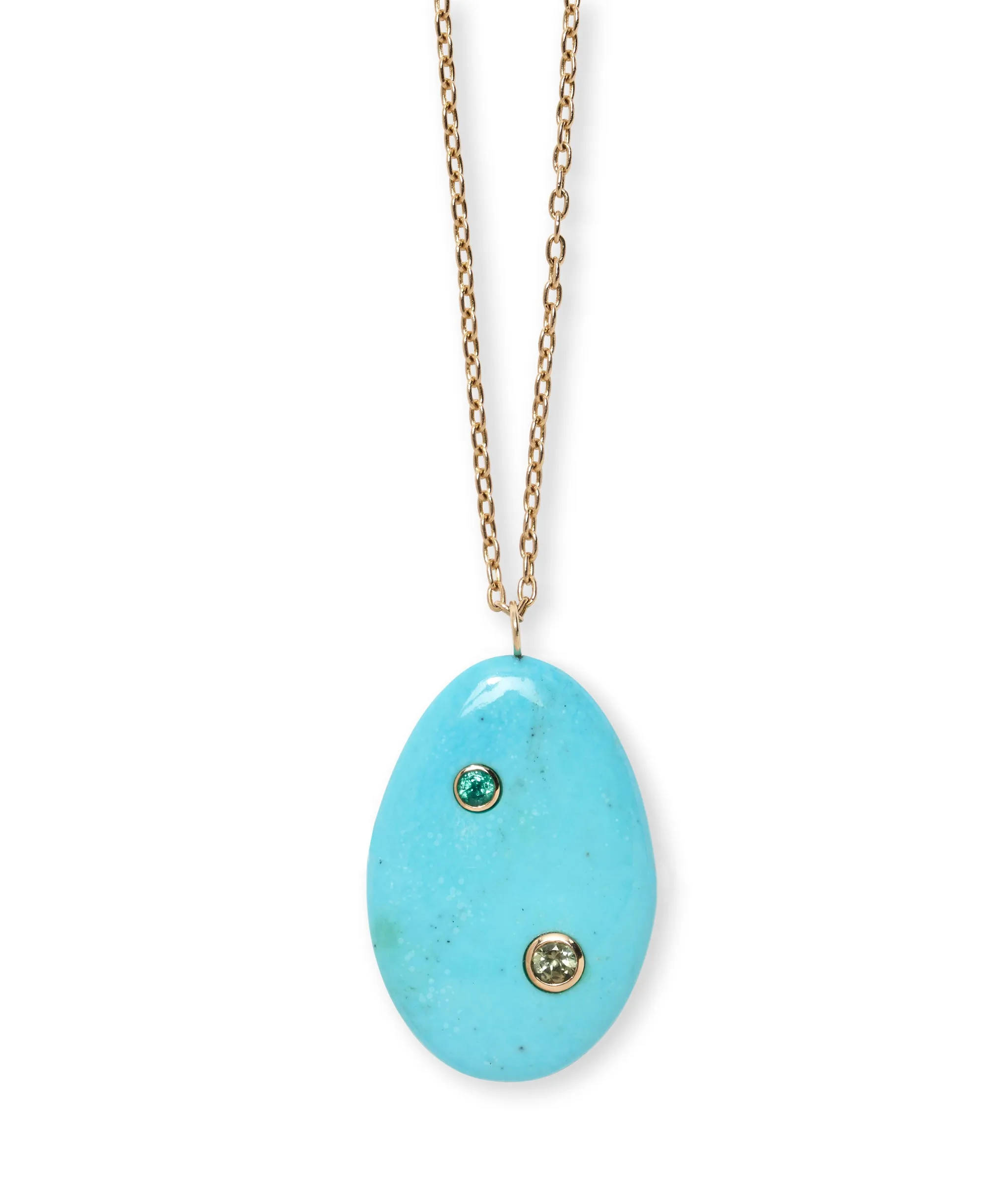 Sleeping Beauty Turquoise & 14K Gold Pendant Necklace