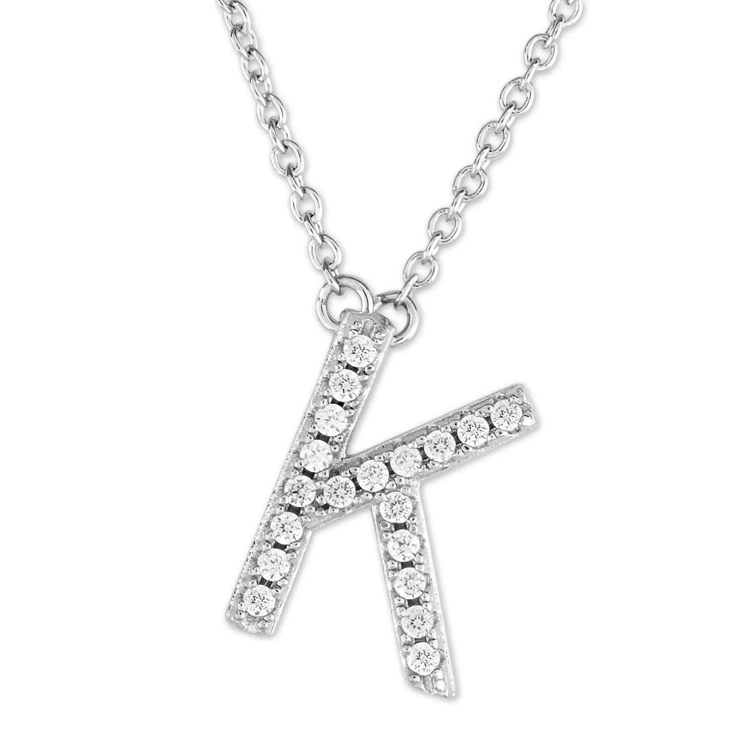 Small Initial Necklace With Micro Pave CZ Stones