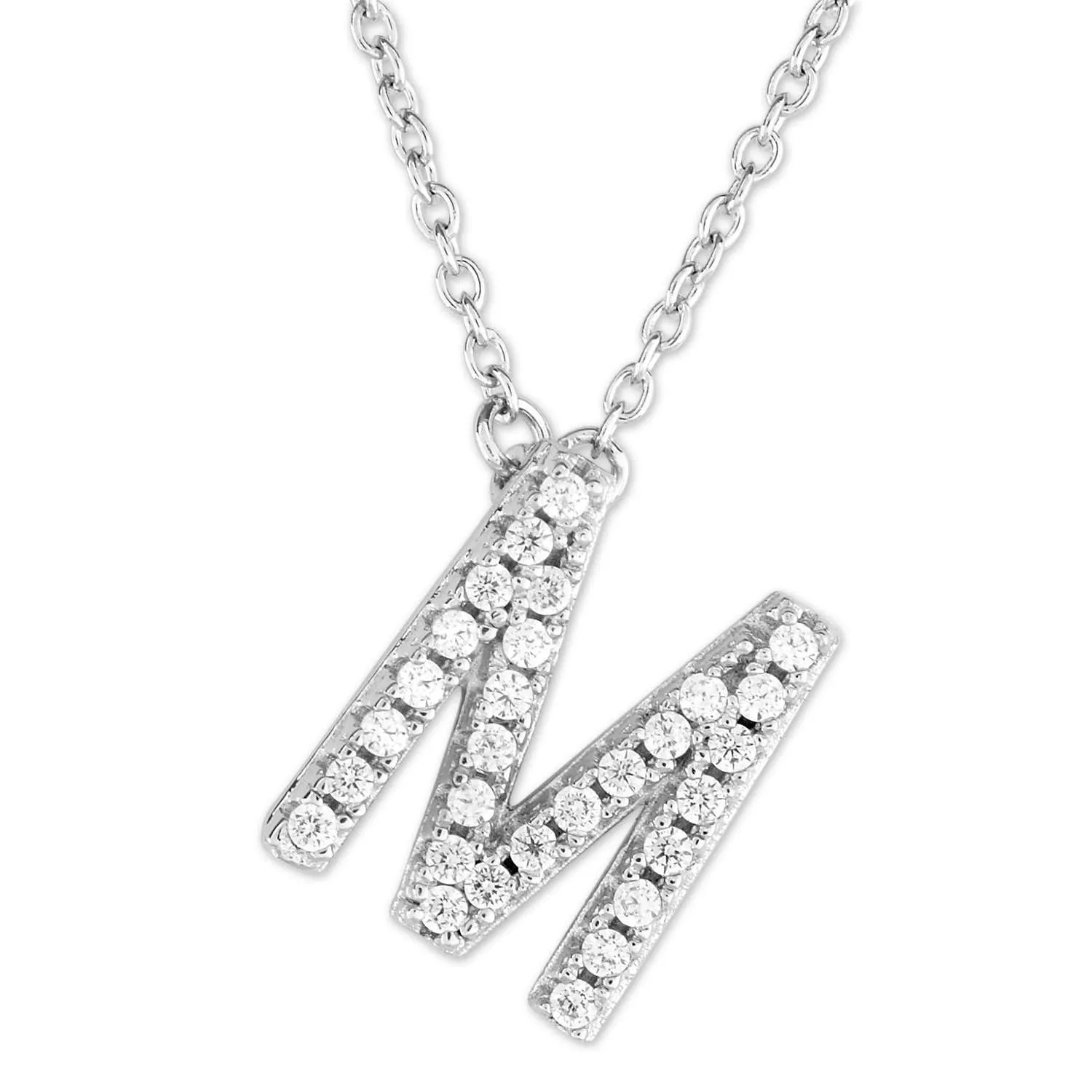 Small Initial Necklace With Micro Pave CZ Stones