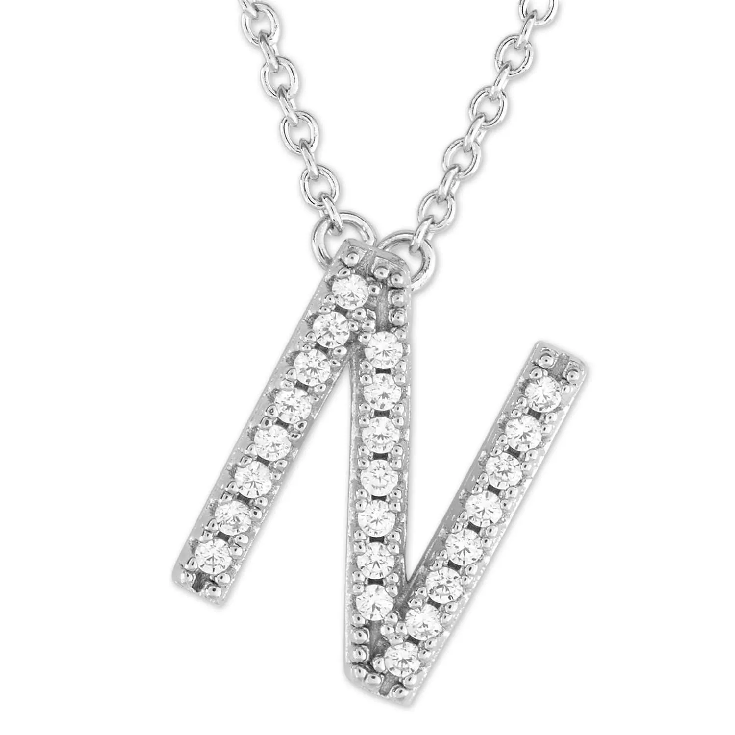 Small Initial Necklace With Micro Pave CZ Stones