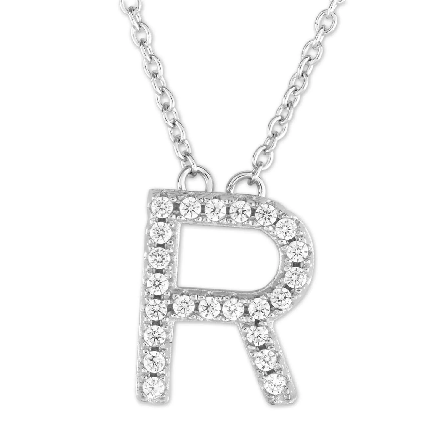 Small Initial Necklace With Micro Pave CZ Stones