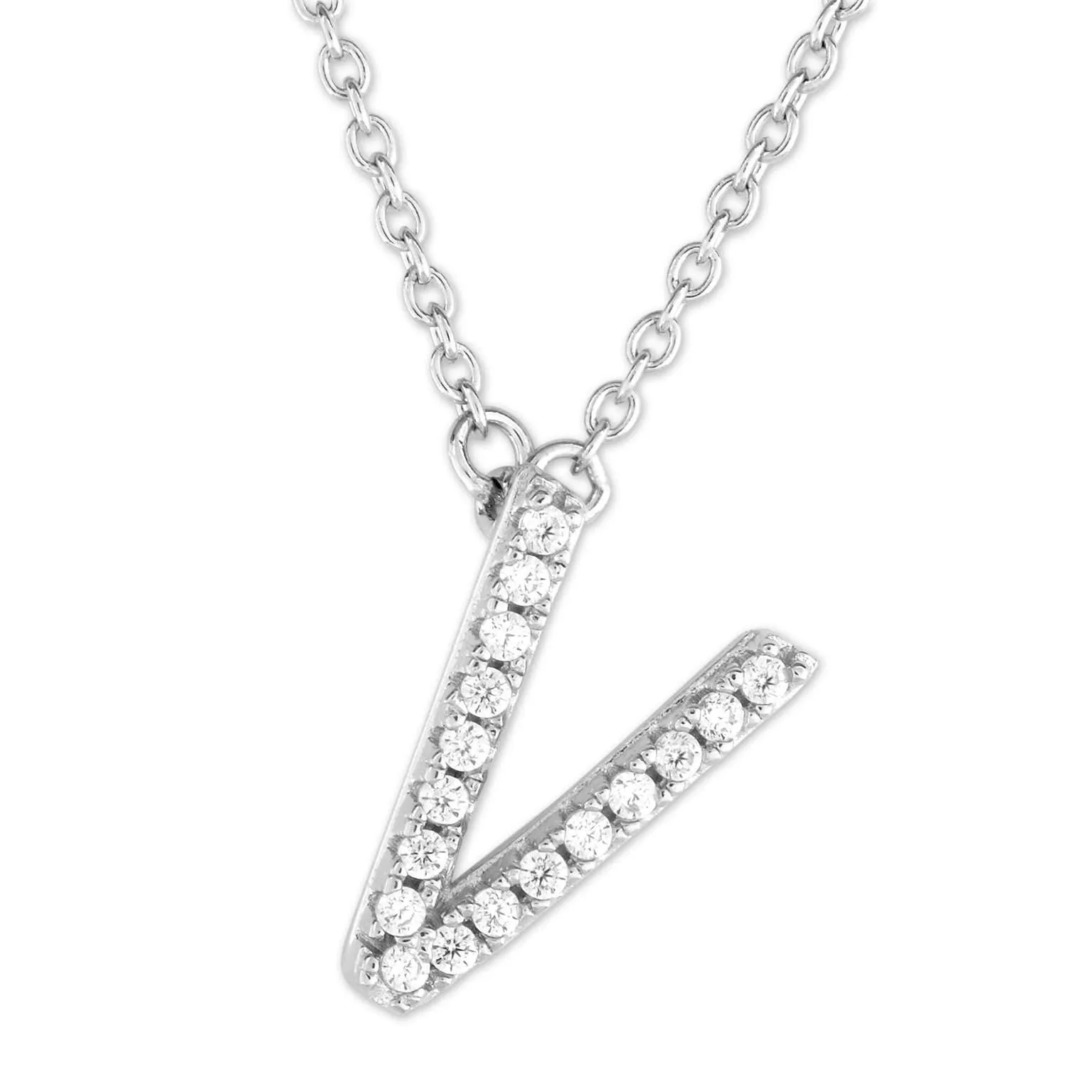 Small Initial Necklace With Micro Pave CZ Stones