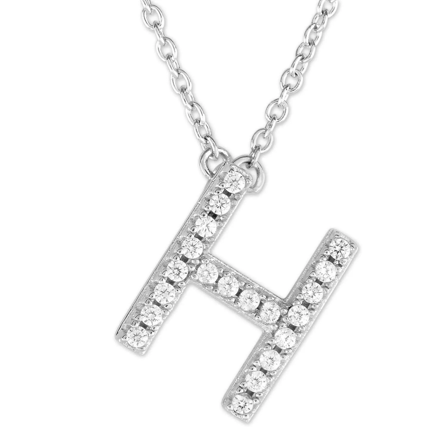 Small Initial Necklace With Micro Pave CZ Stones