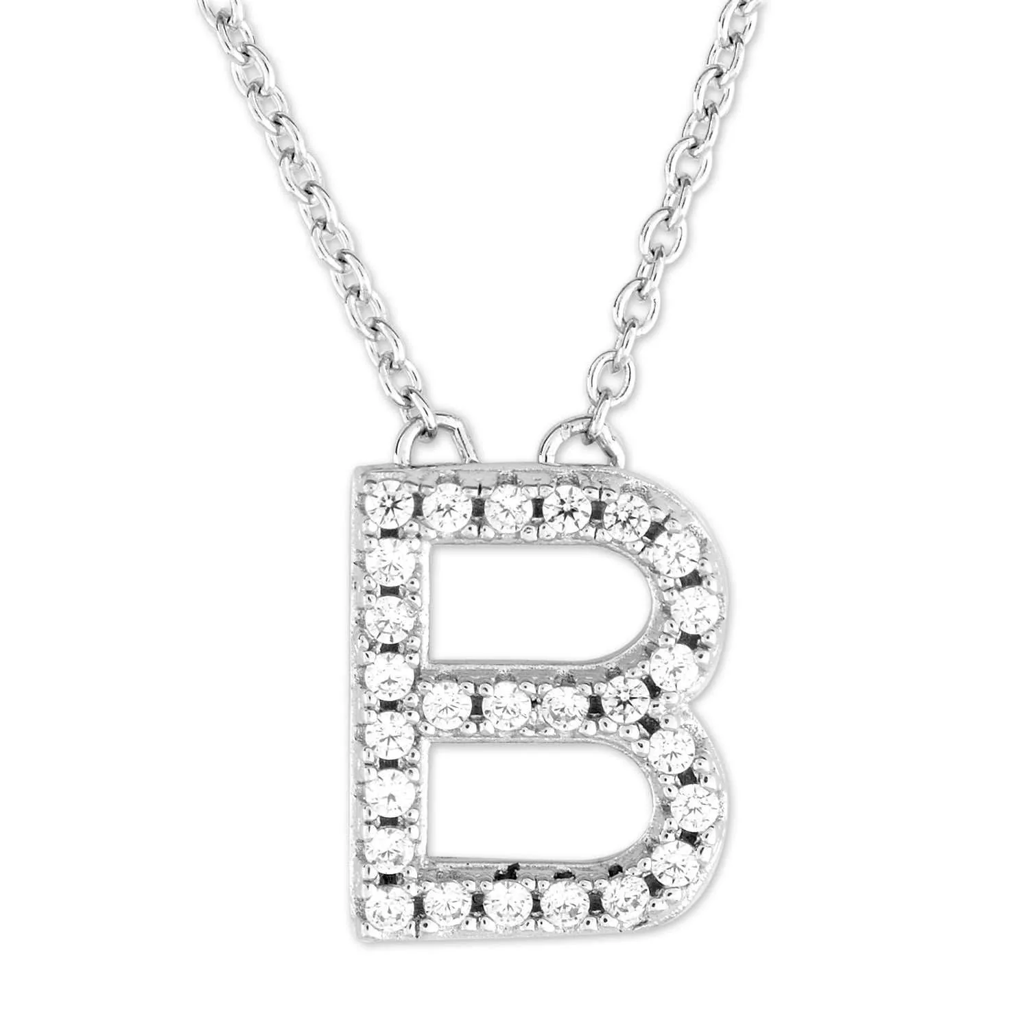 Small Initial Necklace With Micro Pave CZ Stones