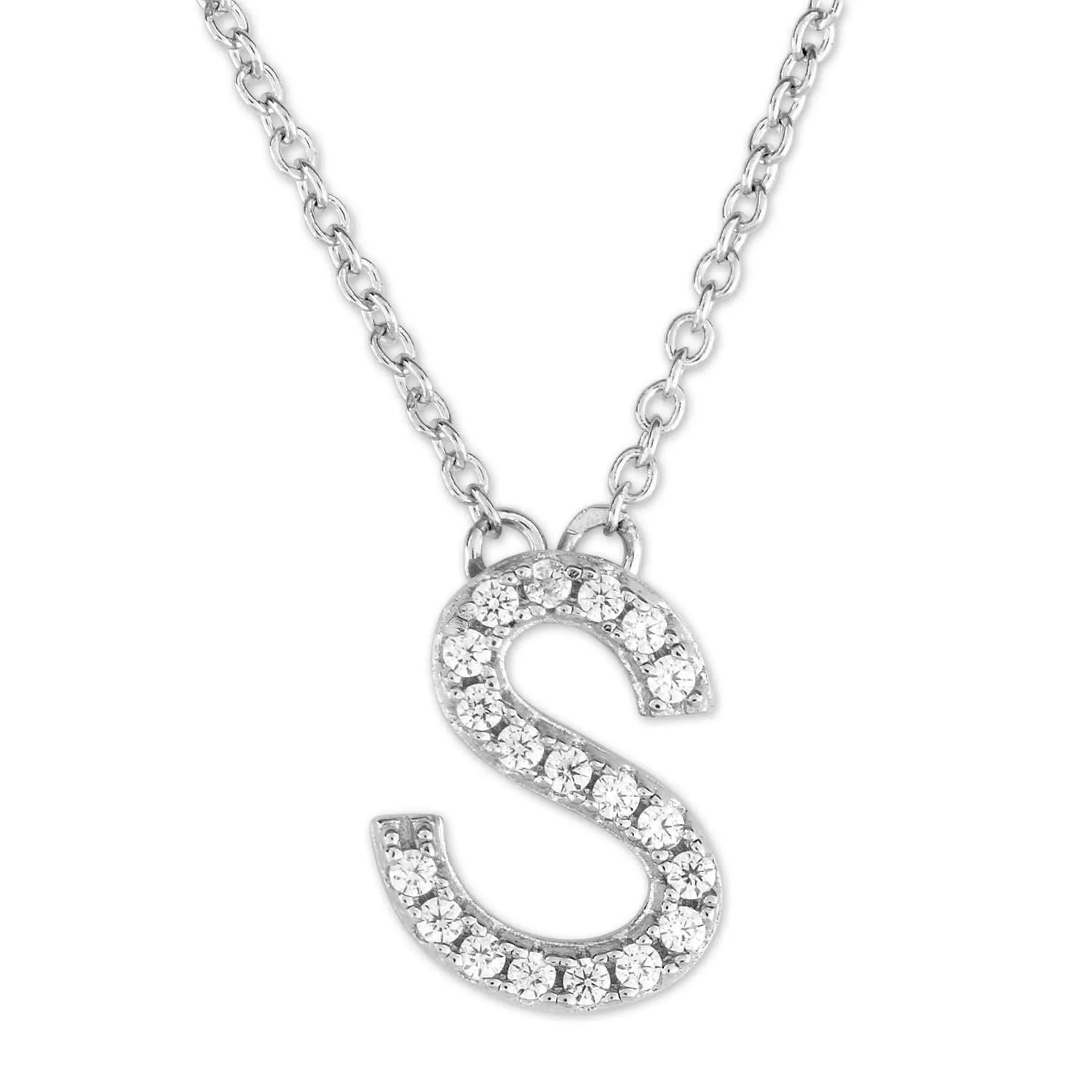 Small Initial Necklace With Micro Pave CZ Stones