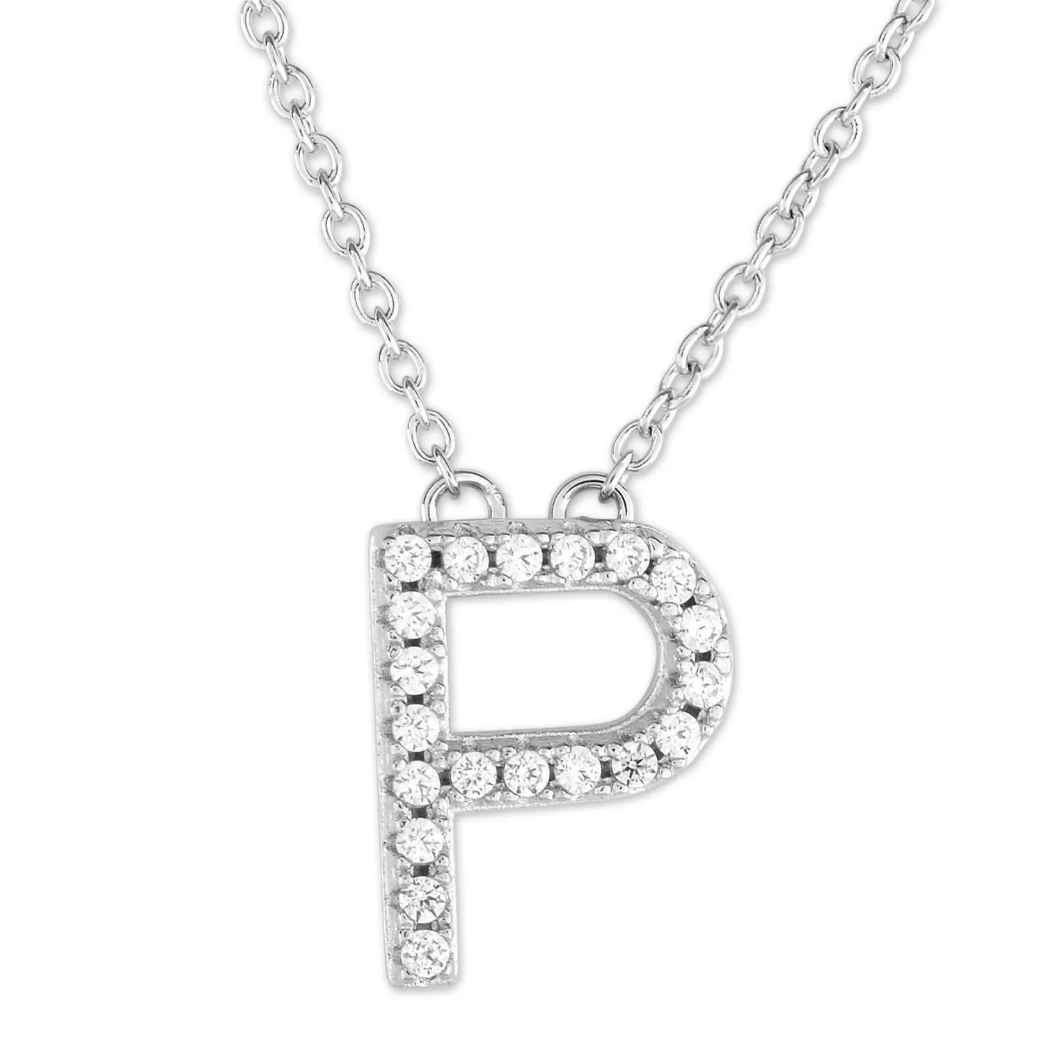 Small Initial Necklace With Micro Pave CZ Stones