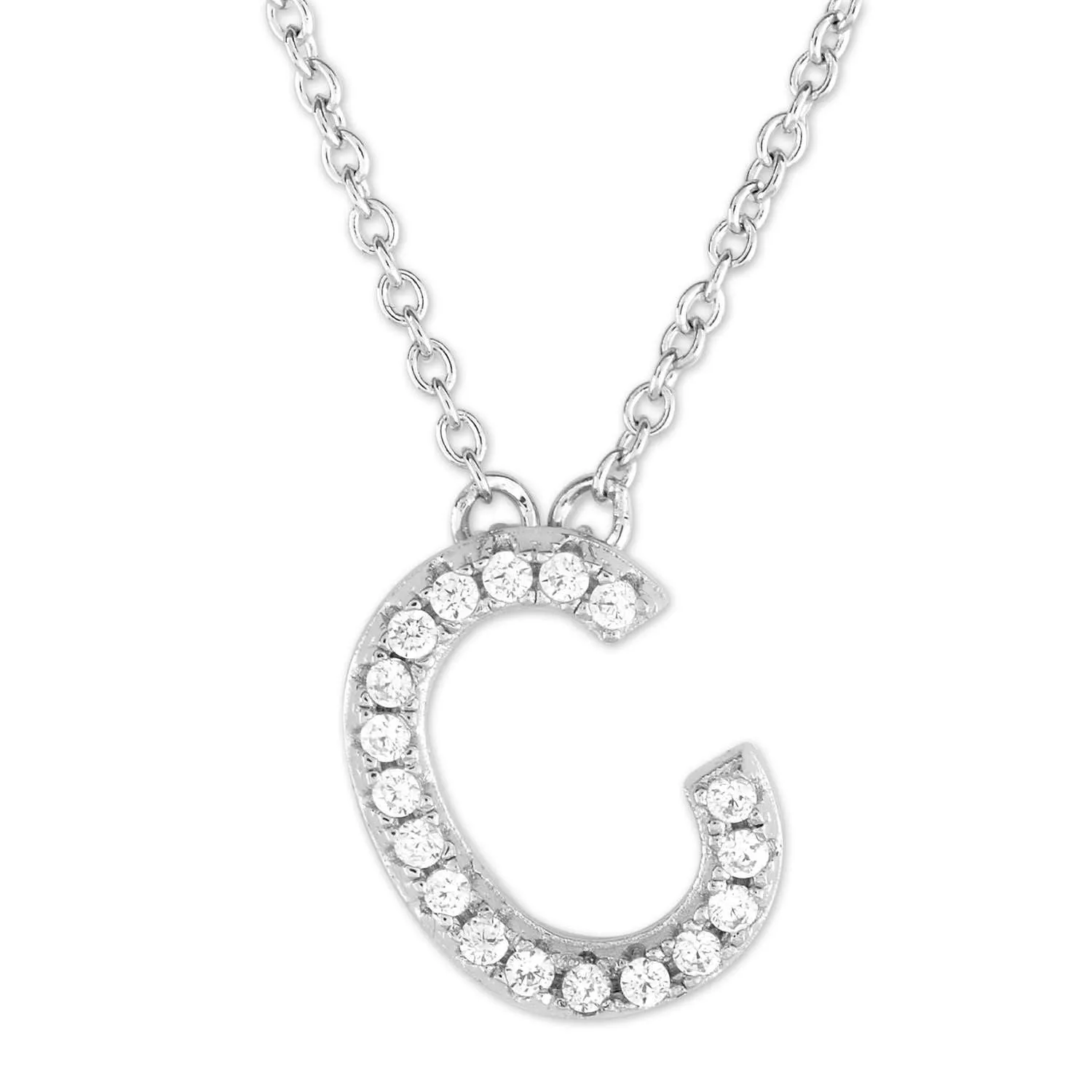 Small Initial Necklace With Micro Pave CZ Stones