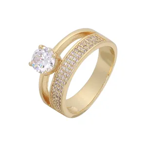 Solitaire and paved 14K gold rings