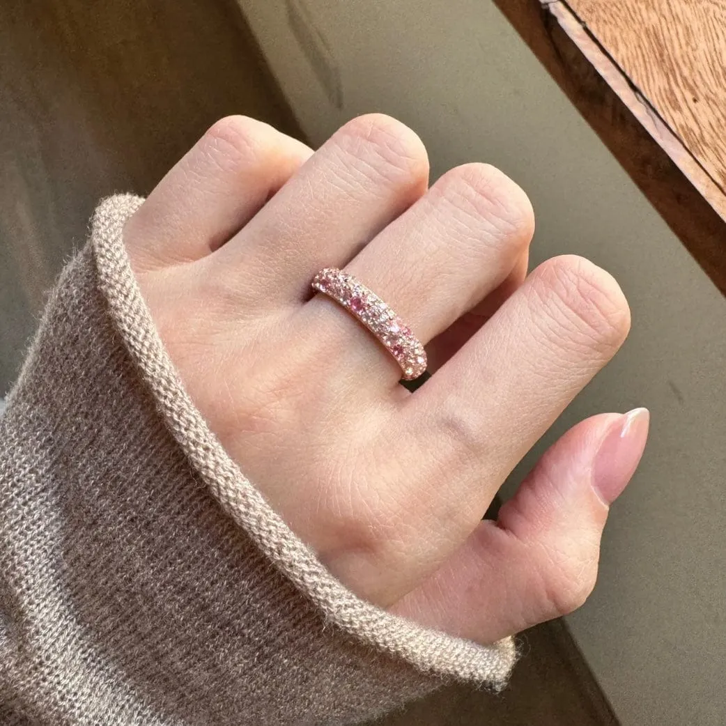 Sparkling Pink Gold Ring Set