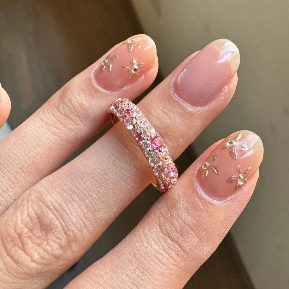 Sparkling Pink Gold Ring Set