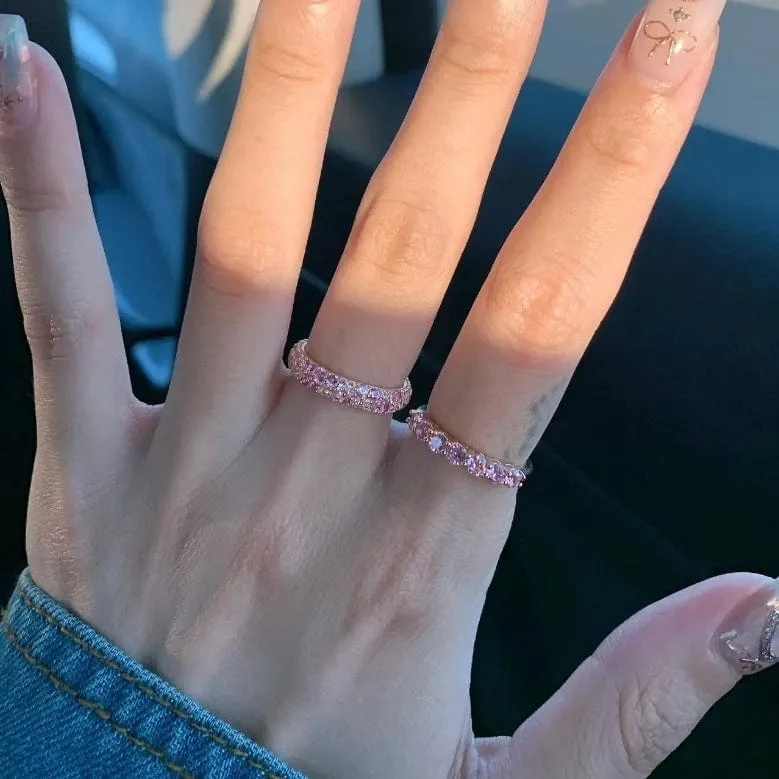 Sparkling Pink Gold Ring Set