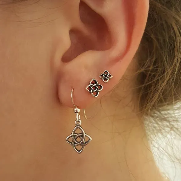 Starlight Knot Post Earrings in Silver