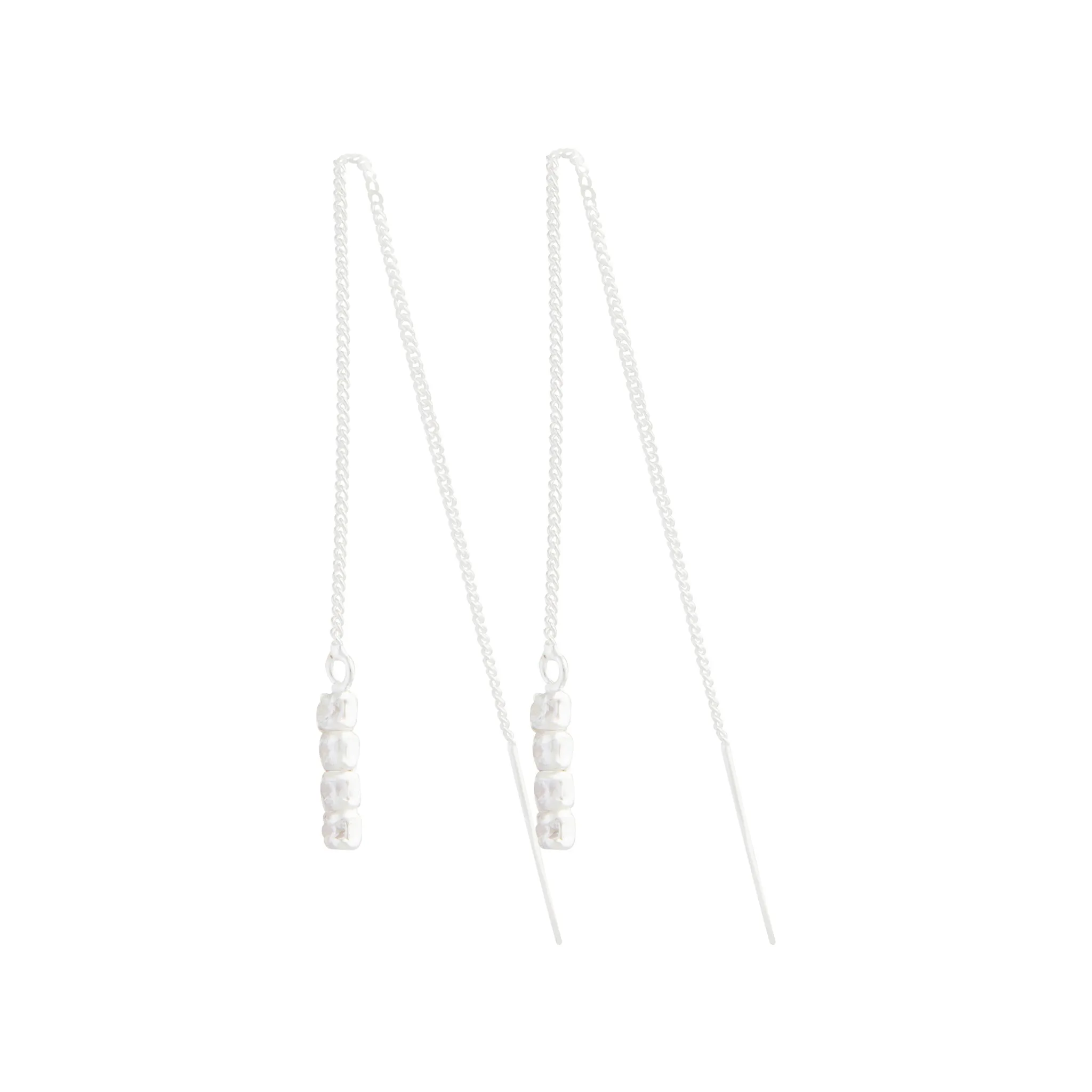 Sterling Silver Diamante Thread Earrings