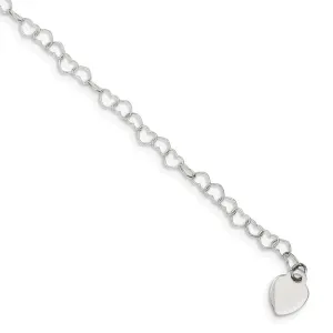 Sterling Silver Engraveable Heart Link Childs Bracelet