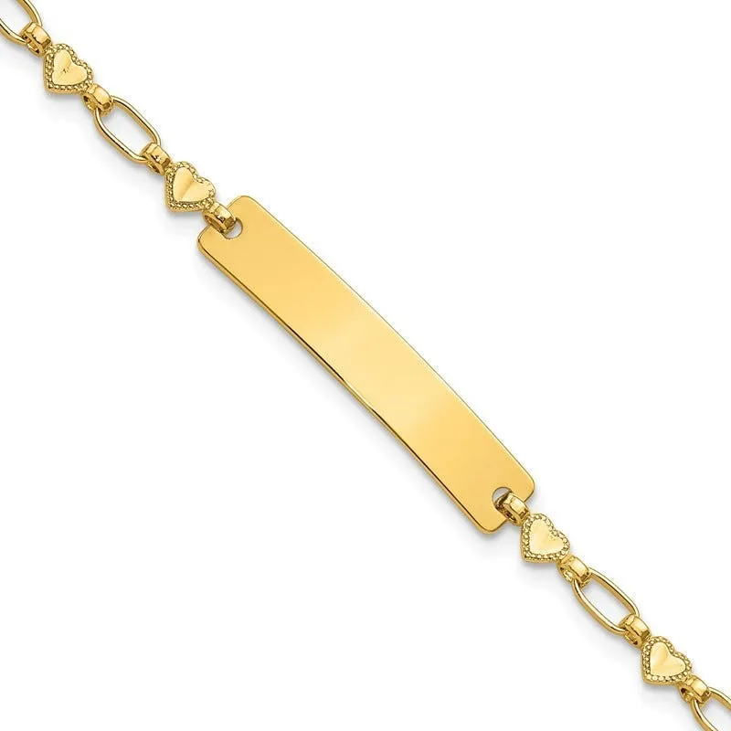 Sterling Silver Gold-tone 6.5 inch Hearts Children's ID Bracelet