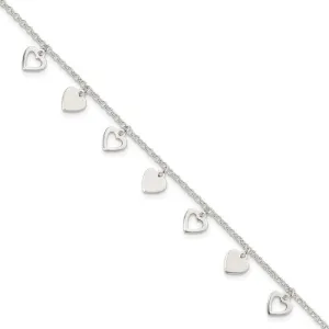 Sterling Silver w/ Hearts Bracelet