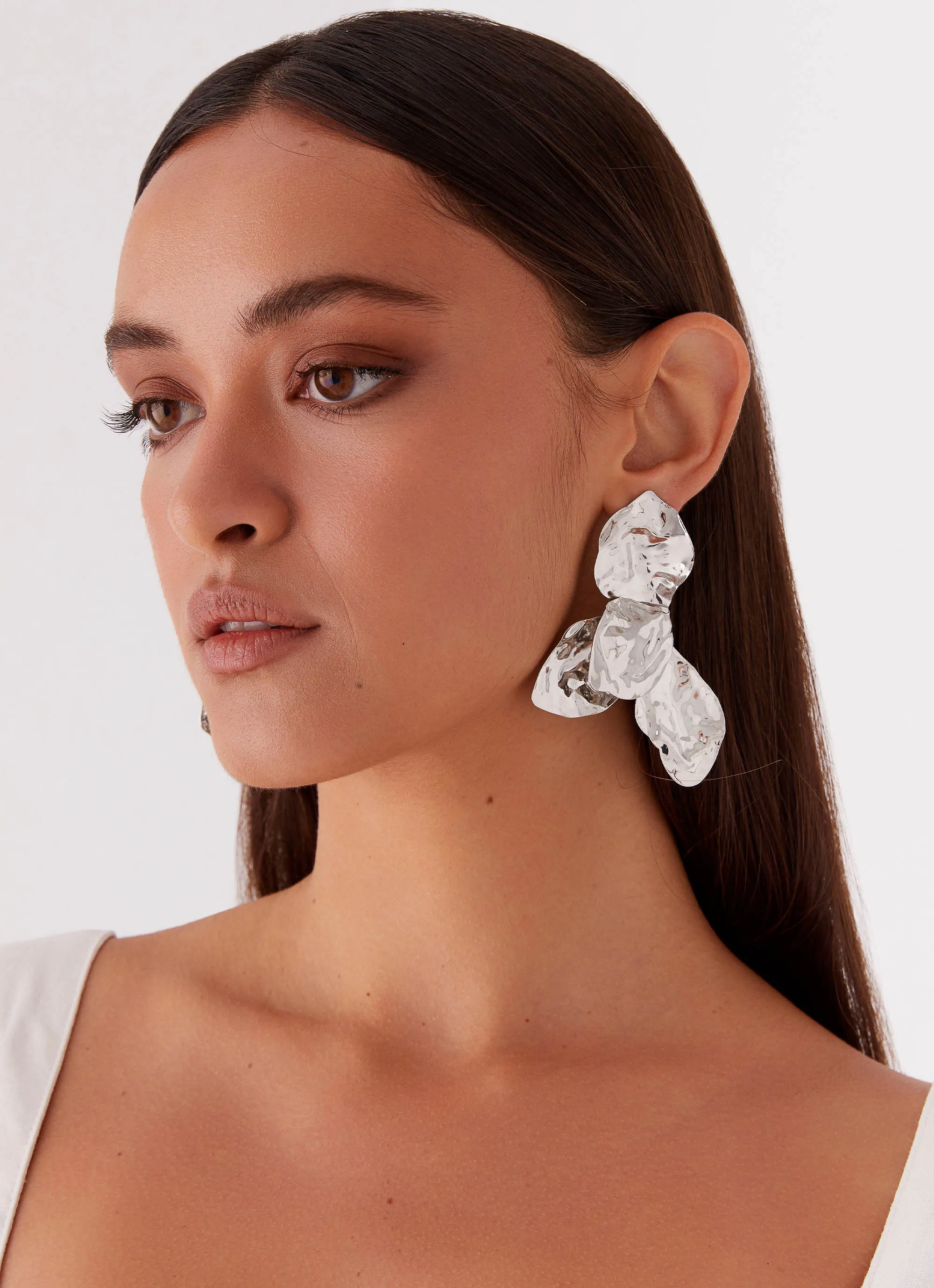 Stonelet Statement Earrings - Silver