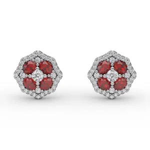 Striking Ruby and Diamond Stud Earrings