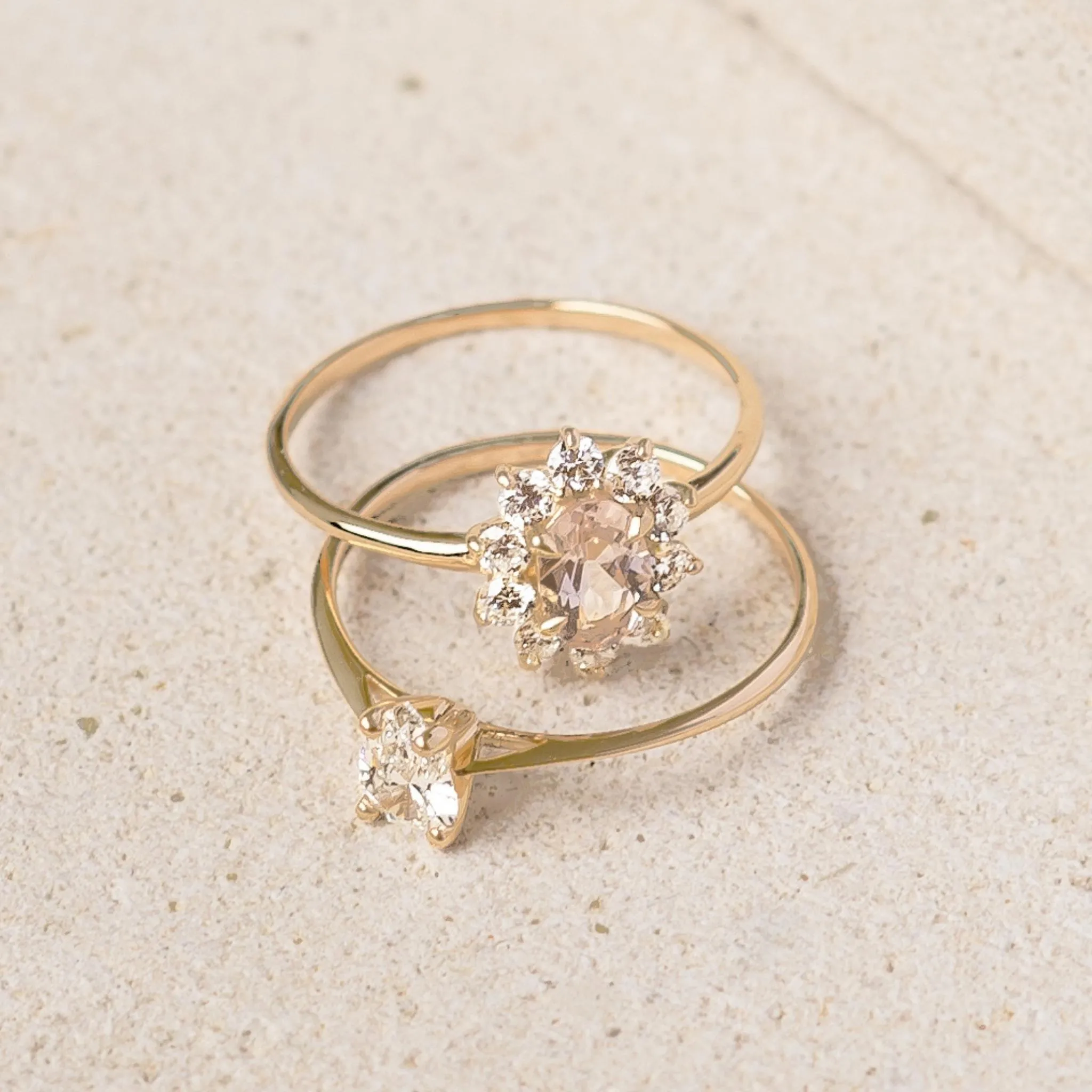 Sunburst Morganite Halo Ring - Evelina