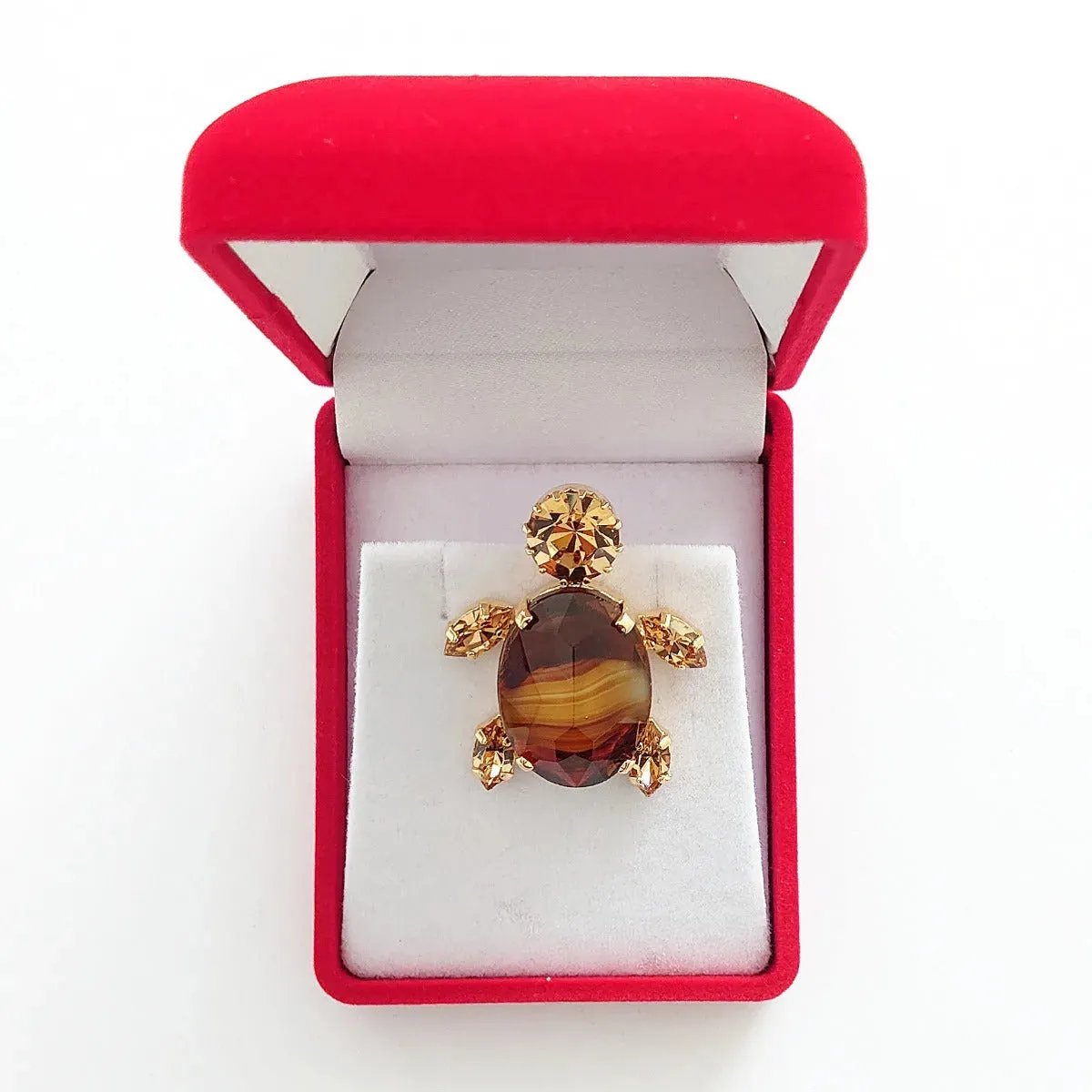 Swarovski Crystals Small Turtle Lapel Brooch