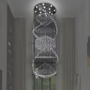 Swirling Crystal LED Ceiling Lamp with 10 Bulbs in Silver