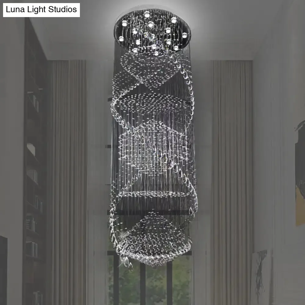 Swirling Crystal LED Ceiling Lamp with 10 Bulbs in Silver