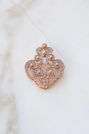 The Crown Brooch - Rose-Gold With Pearls