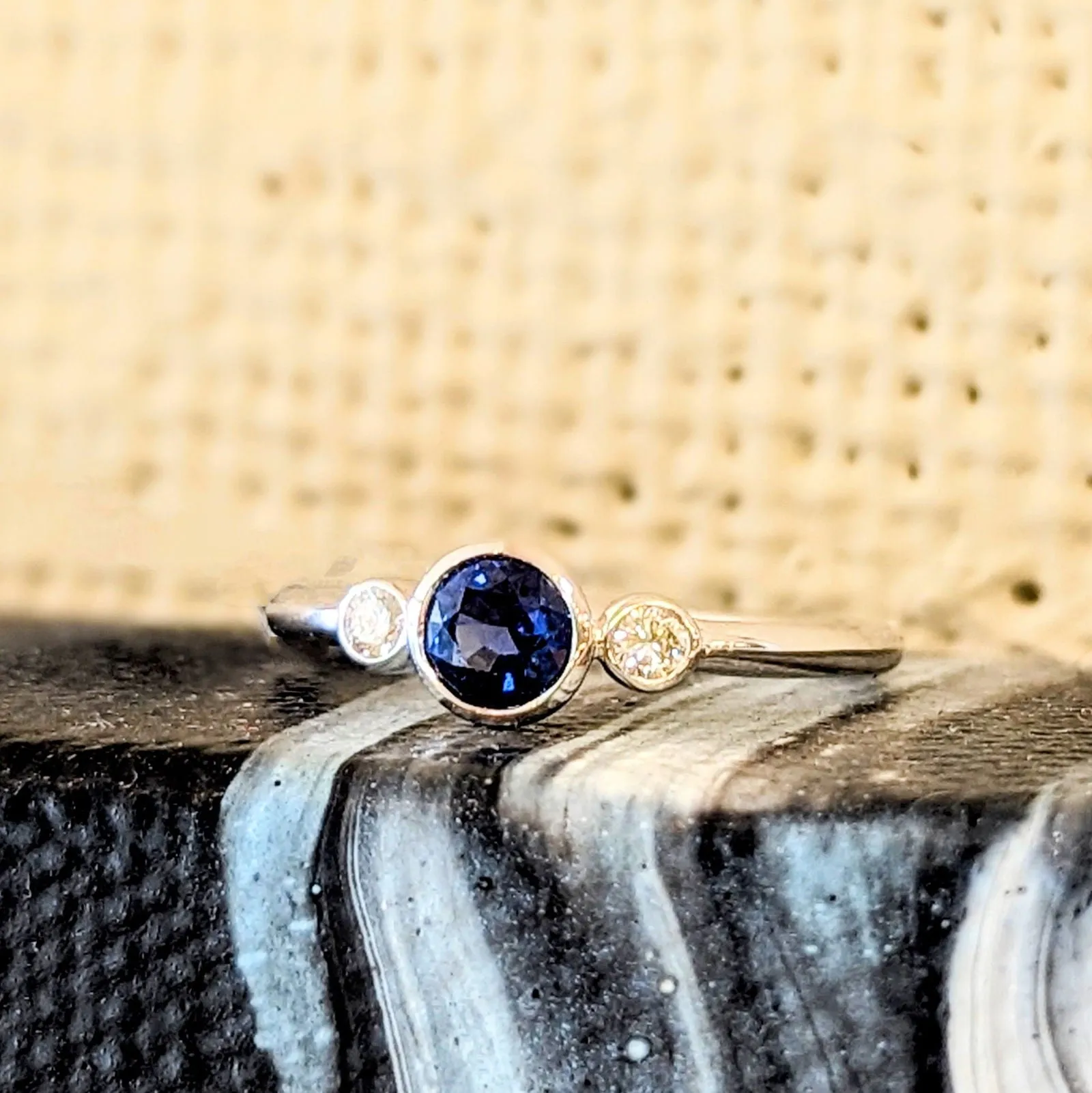 Three Stone Bezel Ring