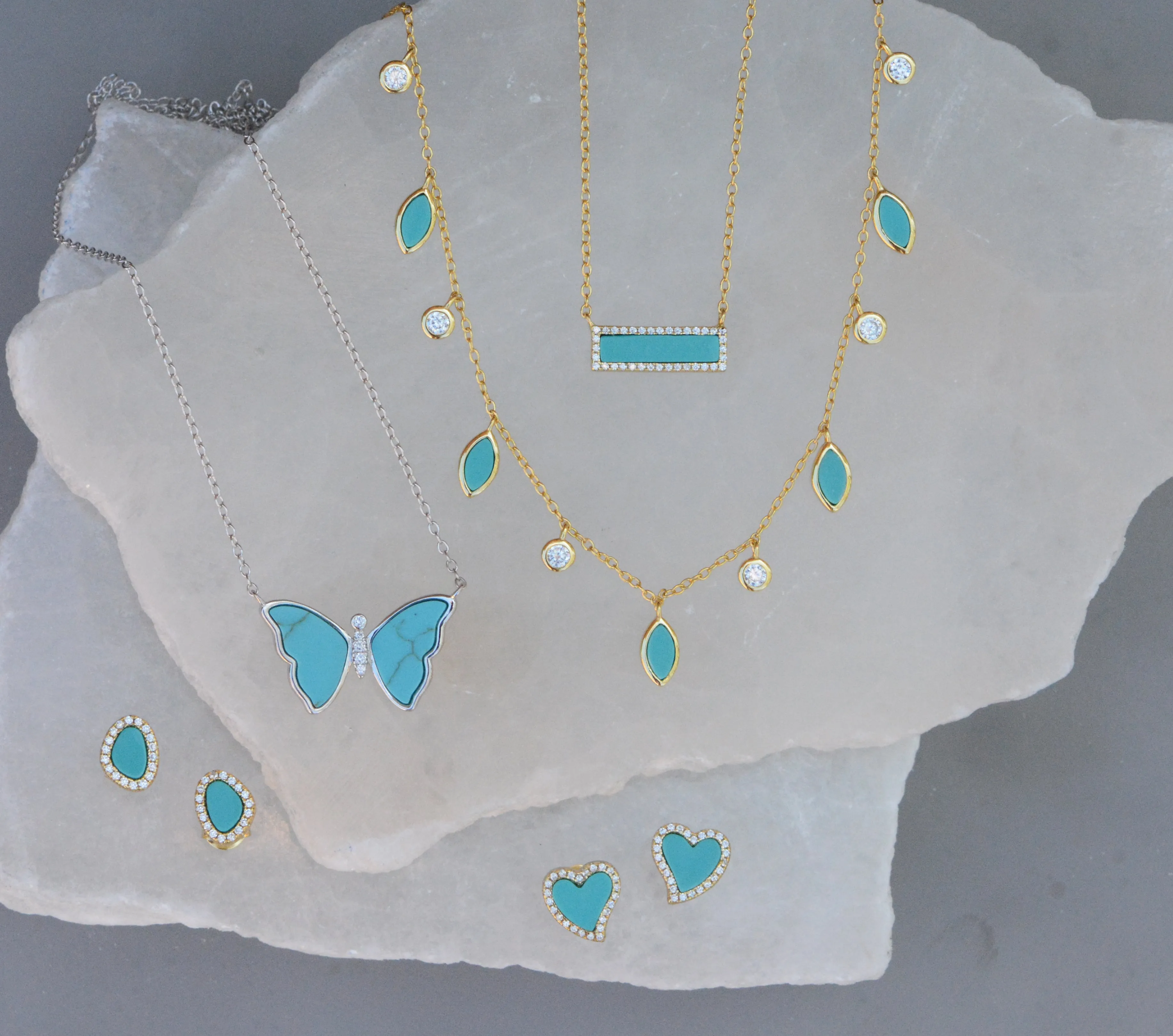 Turquoise Butterfly Necklace With Bezel