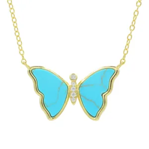 Turquoise Butterfly Necklace With Bezel