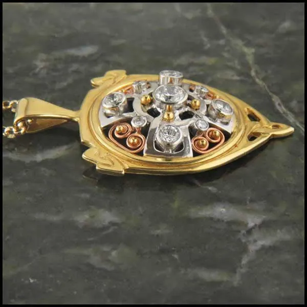 Unique Gold pendant with Diamonds