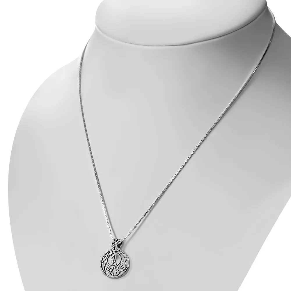 Unique Round Small Celtic Knot Silver Pendant