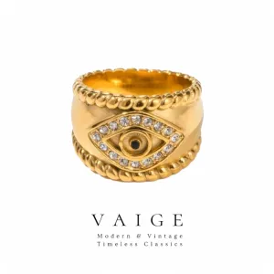 VAIGE Enigmatic Gold Zirconia Eye Ring