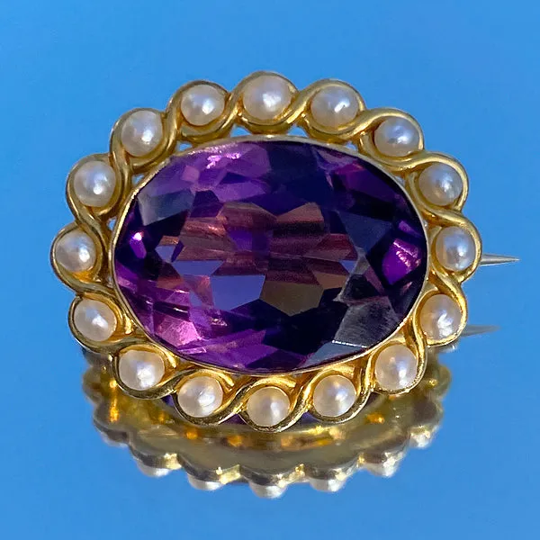 Vintage Amethyst & Pearl Pin